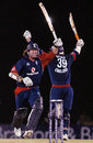 Arms aloft, Ryan Sidebottom and Stuart Broad celebrate England's two-wicket win over Sri Lanka, Sri Lanka v England, 3rd ODI, Dambulla, October 7, 2007
