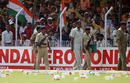 The crowd disrupts play by throwing bottles on to the ground, India v Australia, 5th ODI, Vadodara, October 11, 2007 
