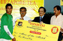 Barisal's Sajidul Islam receives his Man-of-the-Match award after a thrilling draw against Dhaka, Dhaka v Barisal, National Cricket League, Mirpur, November 5, 2007