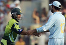Yuvraj Singh congratulates Salman Butt on his hundred, India v Pakistan, 3rd ODI, Kanpur, November 11, 2007 

