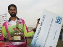 Shabbir Ahmed of the Chennai Superstars poses with the Man-of-the-Match award, Chennai Superstars v Kolkata Tigers, Indian Cricket League, December 1, 2007