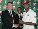 Marlon Samuels accepts his Man-of-the-Match award, South Africa v West Indies, 1st Test, Port Elizabeth, 4th day, December 29, 2007