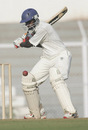 Harshad Rawle prepares to cut the ball, Gujarat v Railways, Ranji Trophy Plate League Final, Mumbai, 1st day, January 5, 2008 
