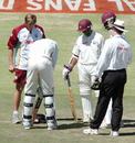 Chris Gayle feels the pain after having his thumb broken, South Africa v West Indies, 2nd Test, Cape Town, January 5, 2008