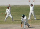 Naumanullah and Afaq Raheem make an unsuccessful lbw appeal against Timycen Maruma, Patron's XI v Zimbabweans, Karachi, 4th day, January 17, 2008 






