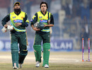 Mohammad Yousuf and Fawad Alam leave the field after Pakistan chased 245, Pakistan v Zimbabwe, 4th ODI, Mobilink Cup, Faisalabad, January 30, 2008