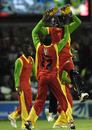 Nelon Pascal and Andre Fletcher celebrate a strike, Anguilla v Grenada, 8th match, Stanford 20/20, Antigua, February 3, 2008