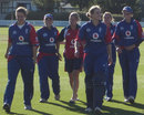 England celebrate beating New Zealand 3-1, New Zealand v England, 5th women's ODI, Lincoln, March 3, 2008