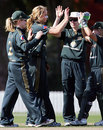 Ellyse Perry celebrates a wicket with her team-mates, New Zealand women v Australia women, 4th ODI, Rose Bowl, Lincoln, March 15, 2008