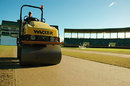 The groundsman prepares the pitch ahead of the second day's play in Sri Lanka's tour match, Guyana President's Select XI v Sri Lankans, Providence Stadium, Guyana, March 18, 2008