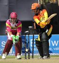 Adam Parore looks on as Subhojit Paul has his stumps rearranged, Chennai Superstars v Mumbai Champs, ICL 20s Grand Championship, Panchkula, March 23, 2008