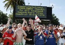 England's fans celebrate the series win, New Zealand v England, 3rd Test, Napier, March 26, 2008