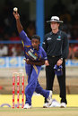 Ajantha Mendis sends in a delivery, West Indies v Sri Lanka, 2nd ODI, Trinidad, April 12, 2008