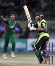 Shahid Afridi is cleaned up by Shahadat Hossain, Pakistan v Bangladesh, only Twenty20 international, Karachi, April 20, 2008 