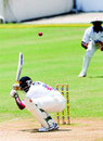 Kieron Pollard ducks under a Jerome Taylor bouncer on the third day of the Carib Beer Challenge final, Jamaica v Trinidad & Tobago, Sabina Park, April 26, 2008