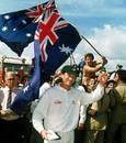 Steve Waugh acknowledges the fans after being named the Man of the Series, West Indies v Australia, fourth Test, Kingston, Jamaica