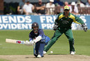 James Foster prepares to sweep during his innings of 61, Leicestershire v Essex, Friends Provident Trophy quarter-final, Leicester, June 4, 2008