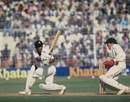 Sunil Gavaskar of India sweeps during his century, sixth Test, India v Australia, Bombay
