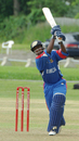 Rodney Trott on the attack during his 48*, Canada v Bermuda, King City, June 29, 2008