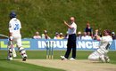 Jeff Evans raises his finger as David Balcombe celebrates running out non-striker Michael Yardy of Sussex after deflecting a full blooded drive from Chris Nash onto the stumps, Sussex v Hampshire, Arundel, July 16, 2008