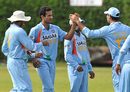 Irfan Pathan is congratulated by team-mates after getting Mahela Udawatte's wicket, Sri Lankan XI vs Indians, PSS, Colombo, August 15, 2008