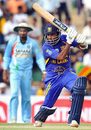 Mahela Jayawardene drives during his half-century, Sri Lanka v India, 1st ODI, Dambulla, August 18, 2008