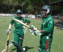 Mehrab Hossain jnr and Mahmudullah wait to enter the field, AIS v Bangladeshis, Darwin, August 20, 2008