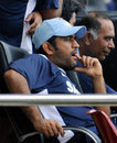 Mahendra Singh Dhoni looks on from the dressing room as the rain continues, Sri Lanka v India, 4th ODI, Premadasa Stadium, Colombo, August 26, 2008