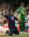 Samit Patel whoops with delight after swooping to catch Albie Morkel off his own bowling, England v South Africa, 3rd ODI, The Oval, August 29, 2008
