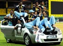 The Indian team take a victory ride, Sri Lanka v India, 5th ODI, Colombo, August 29, 2008