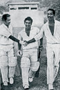 Garry Sobers congratulates Syed Abid Ali and Sunil Gavaskar, West Indies v India, 2nd Test, Port-of-Spain, 1970-71