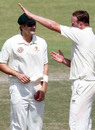 Doug Bollinger has something interesting to tell Shane Watson, Rajasthan Cricket Association Centre of Excellence v Australians, warm-up match, 2nd day, Jaipur, September 28, 2008