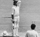 Brian Luckhurst grimaces after being hit again on his injured hand by Jeff Thomson, December 17, 1974