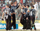 The New Zealand team celebrates its victory, Bangladesh v New Zealand, 2nd ODI, Mirpur, October 11, 2008