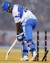 TP Sudhindra is cleaned up by Mohammad Sharif, Delhi Giants v Dhaka Warriors, Indian Cricket League, 13th match, Ahmedabad, October 20, 2008