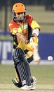 Hasan Raza attempts a sweep, Delhi Giants v Mumbai Champs, ICL, 24th match, Gurgaon, October 30, 2008