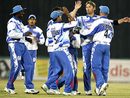 Delhi celebrate the wicket of Jimmy Maher, Delhi Giants v Hyderabad Heroes, ICL, Panchkula, November 1, 2008
