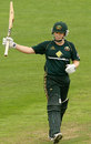 Alex Blackwell raises her bat after reaching a century, Australia Women v India Women, 4th ODI, Sydney, November 8, 2008
