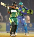 Imran Farhat flays the ball over the off side, Hyderabad Heroes v Lahore Badshahs, ICL 1st final, Ahmedabad, November 13, 2008