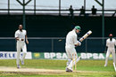 Andrew Hudson is bowled by Kenny Benjamin on the third day of the historic, West Indies v South Africa, Barbados, 21 April 1992, only Test 