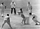 Alan Davidson plays and misses off John Wardle, Australia v England, 4th Test, Adelaide, 4th day, February 1, 1955