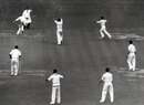 Hanif Mohammad runs out last man Jim McConnon to give Pakistan a 24-run win, England v Pakistan, 4th Test, The Oval, 5th day, August 17, 1954