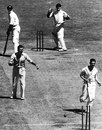 Neil Harvey is run out by Cyril Washbrook, Australia v England, MCG, 3rd day, December 26, 1950