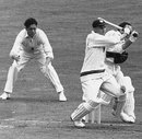 Jeffrey Stollmeyer pulls to square, England v West Indies, 4th Test, The Oval, 1st day, August 12, 1950