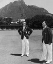 George Mann waits for Dudley Nourse to toss the coin at Newlands, South Africa v England, 3rd Test, Cape Town, 1st day, January 1, 1949