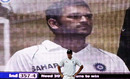 Mahendra Singh Dhoni looms large on the big screen behind Kevin Pietersen, India v England, 1st Test, Chennai, 5th day, December 15, 2008