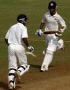 Ajinkya Rahane and Wasim Jaffer take a single during their 130-run stand, Mumbai v Punjab, Ranji Trophy Super League, Mumbai, 4th day, December 21, 2008