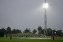 The covers stay on at McLean Park as the downpour continues, New Zealand v West Indies, 5th ODI, Napier, January 13, 2009