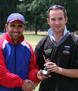 Karim Khan gets the Man-of-the-Match award from ICC's Chris Hurst, Afghanistan v Papua New Guinea, World Cricket League, Buenos Aires, January 28, 2009