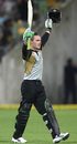 Brendon McCullum celebrates his half-century, New Zealand v India, 2nd Twenty20 international, Wellington, February 27, 2009